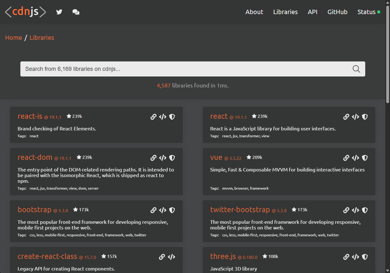 cdnjsのライブラリ