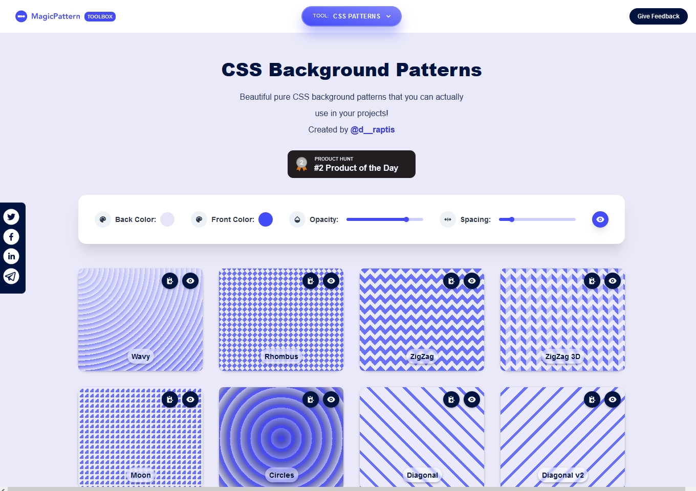 CSS Background Patterns（CSSバックグラウンドパターンズ）