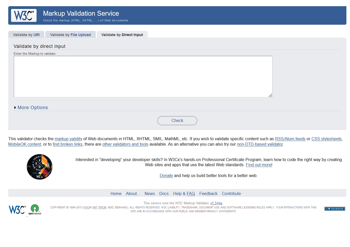 W3C Markup Validation Service（W3Cマークアップバリデーションサービス）