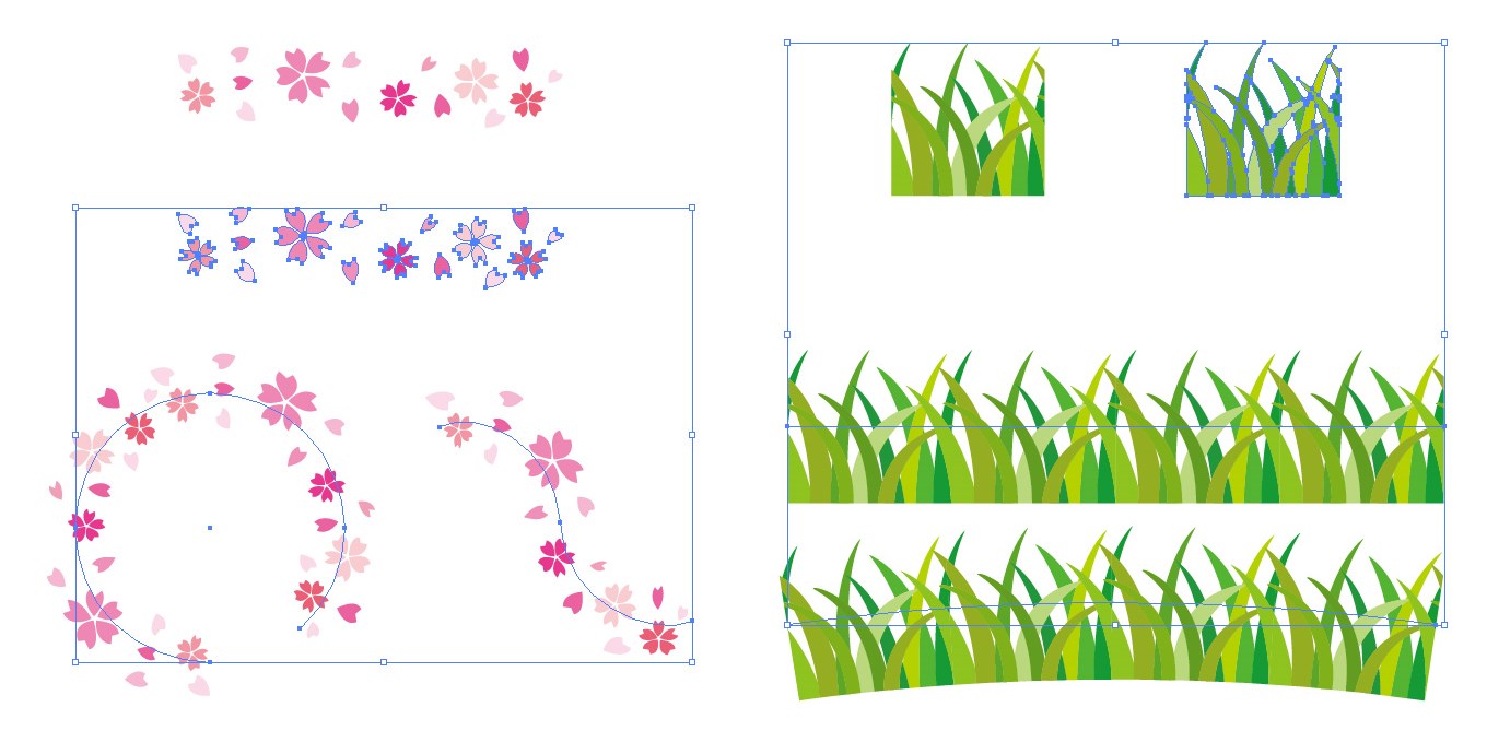 イラレのブラシ_サクラや草のイメージ